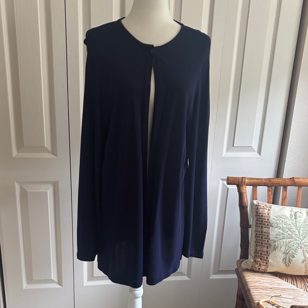 Eileen Fisher Navy Blue Open Front Jacket